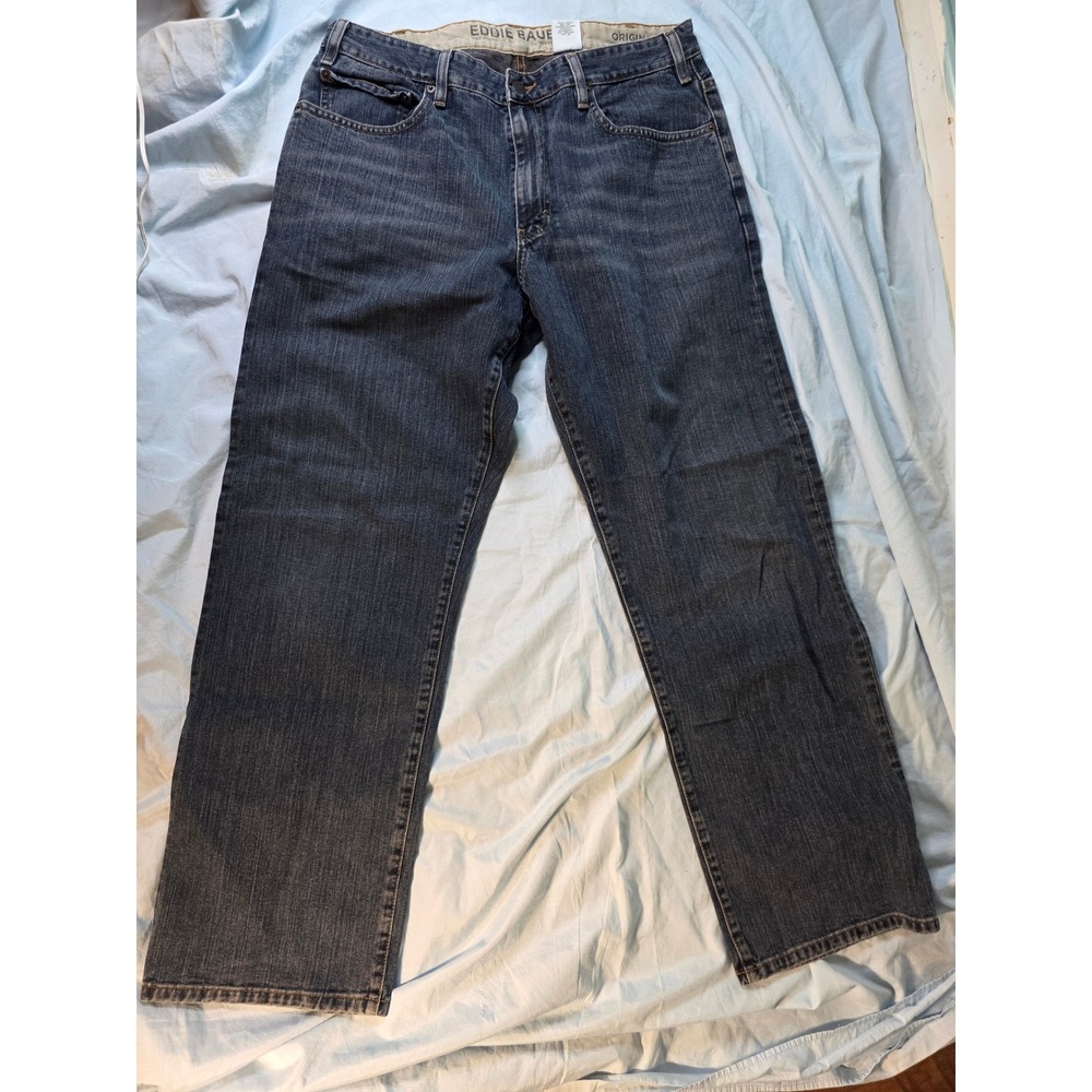 Eddie Bauer Mens Straight Leg Jeans Dark Wash Denim 36x32